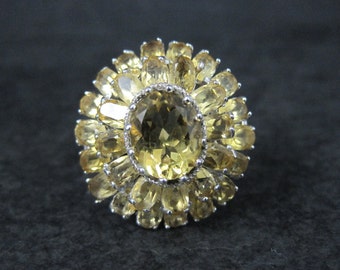 Large Citrine Cocktail Ring Size 9.5 Sterling Silver Vintage Estate Jewelry