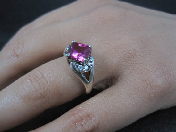 Vintage Sterling Pink Sapphire Ring Size 8 - image 6