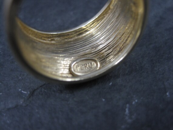 Wide Vintage 18K Vermeil Sterling Textured Ring C… - image 5