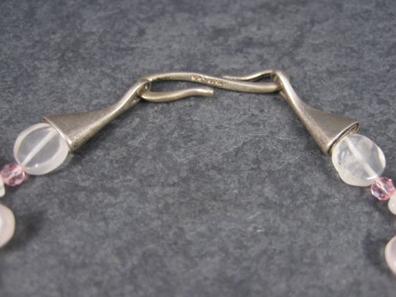 Vintage Sterling Rose Quartz Choker Necklace Caro… - image 3