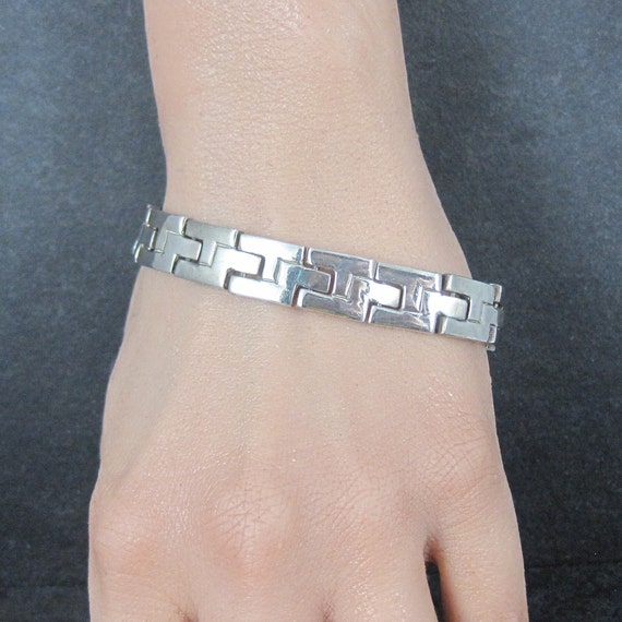 Heavy Vintage Mexican Sterling Link Bracelet 7.5 … - image 1