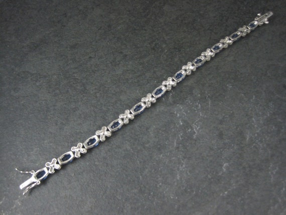 Sterling Faux Sapphire Bracelet 7 Inches - image 8