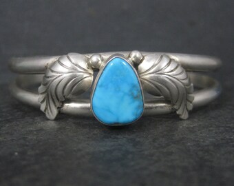 Vintage Southwestern Sterling Turquoise Cuff Bracelet 6.25 Inches