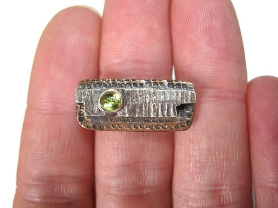 Vintage Modernist Sterling Copper Peridot Ring Si… - image 8