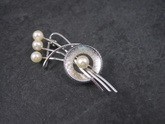 Estate Sterling Pearl Brooch Curtis Jewelry - image 4