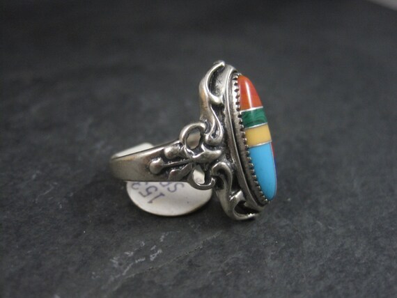Southwestern Sterling Inlay Ring New Old Stock - image 3