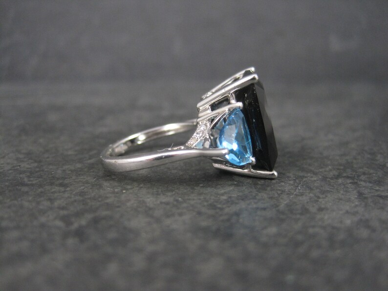 Huge Sterling Black Tourmaline Topaz Ring Size 7