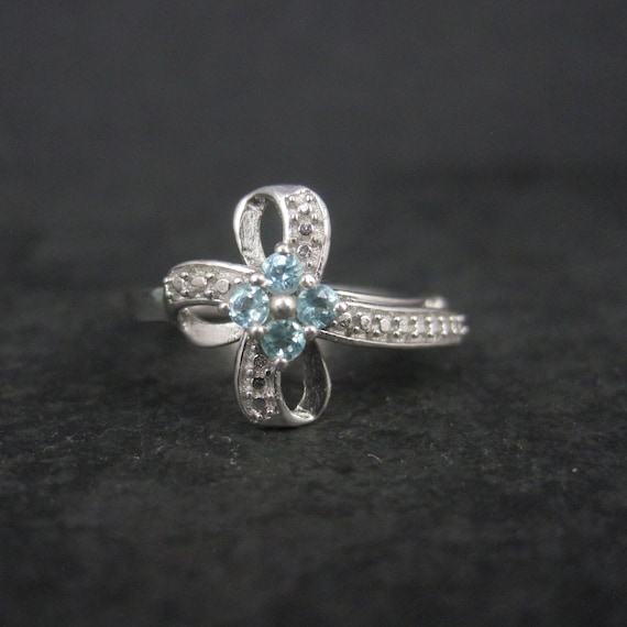 Vintage Sterling Paraiba Tourmaline Cross Ring Si… - image 1