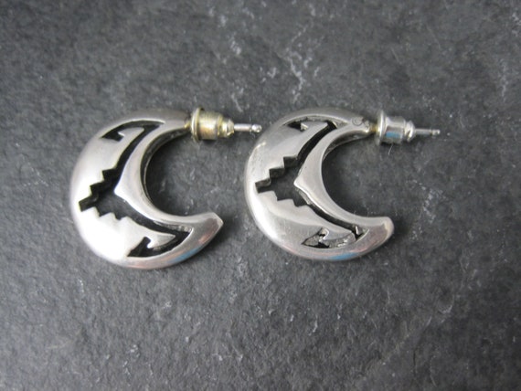 Southwestern Sterling Cresent Moon Earrings - image 3