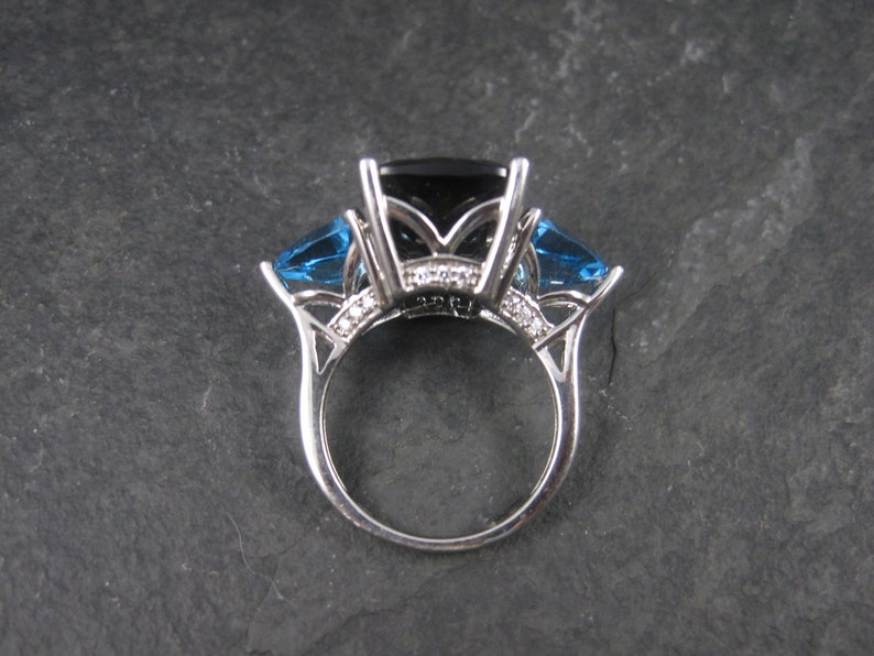 Huge Sterling Black Tourmaline Topaz Ring Size 7