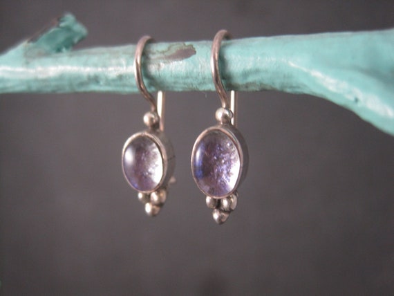 Vintage Sterling Purple Dichroic Glass Earrings L… - image 10
