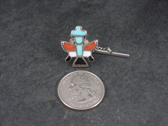 Vintage Sterling Turquoise Coral Inlay Knifewing … - image 2