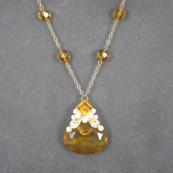 Vintage Golden Glass Necklace Roxanne Assoulin - image 1