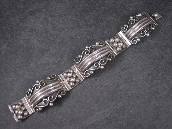 Wide Ornate Vintage Panel Bracelet Mexican Sterli… - image 4