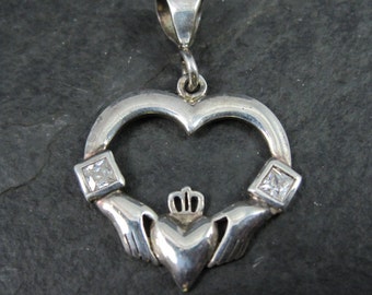 Estate Sterling Claddagh Heart Pendant