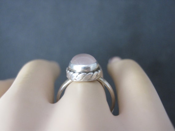Simple 90s Sterling Rose Quartz Ring Size 7.75 - image 8
