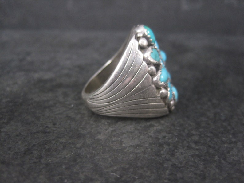 Heavy Vintage Southwestern Sterling Turquoise Ring Size 9