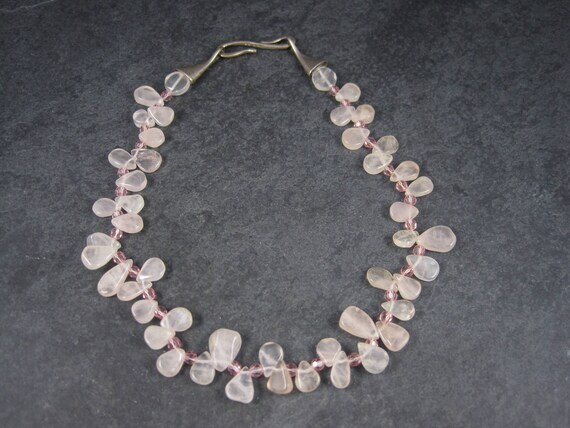 Vintage Sterling Rose Quartz Choker Necklace Caro… - image 9