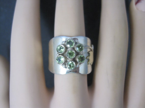 Wide Sterling Gold Filled Peridot Flower Ring Siz… - image 8