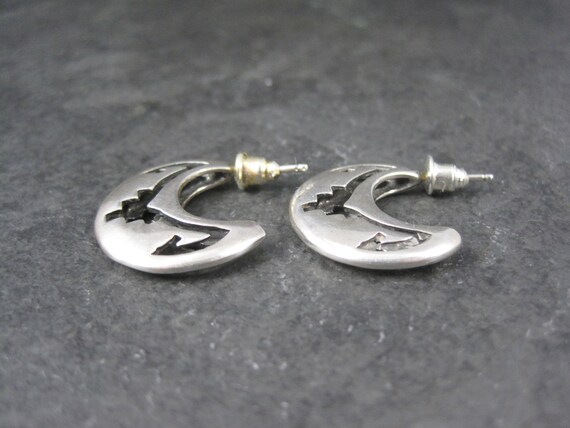 Southwestern Sterling Cresent Moon Earrings - image 2