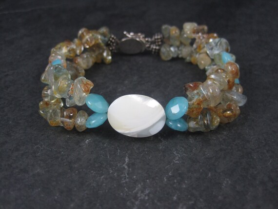 Estate Handmade Mother of Pearl Gemstone Bracelet