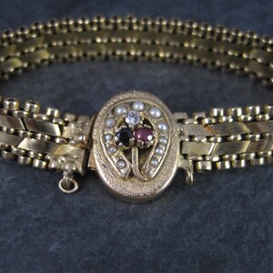 Antique 14K Sapphire Ruby Seed Pearl Bracelet - Etsy