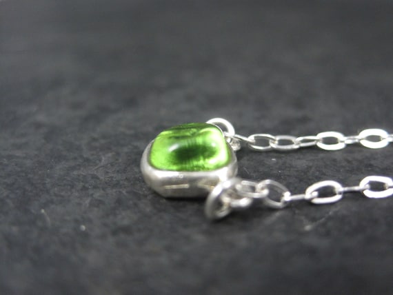 Green Cast Glass Necklace Sterling Silver 16-17 I… - image 5