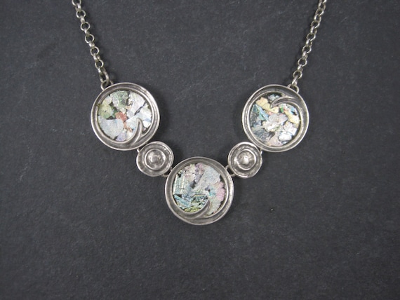 Vintage Sterling Mosaic Kaleidoscope Necklace Revital 16 18 Inches