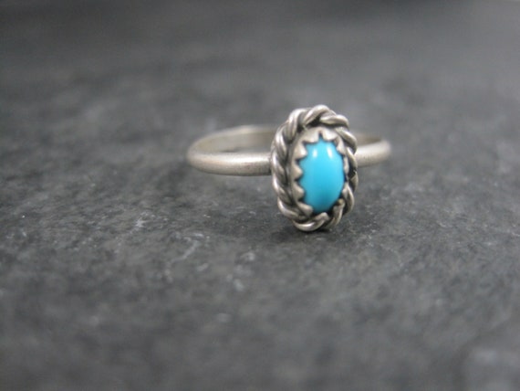 Dainty Southwestern Sterling Turquoise Ring Size 4 - image 2