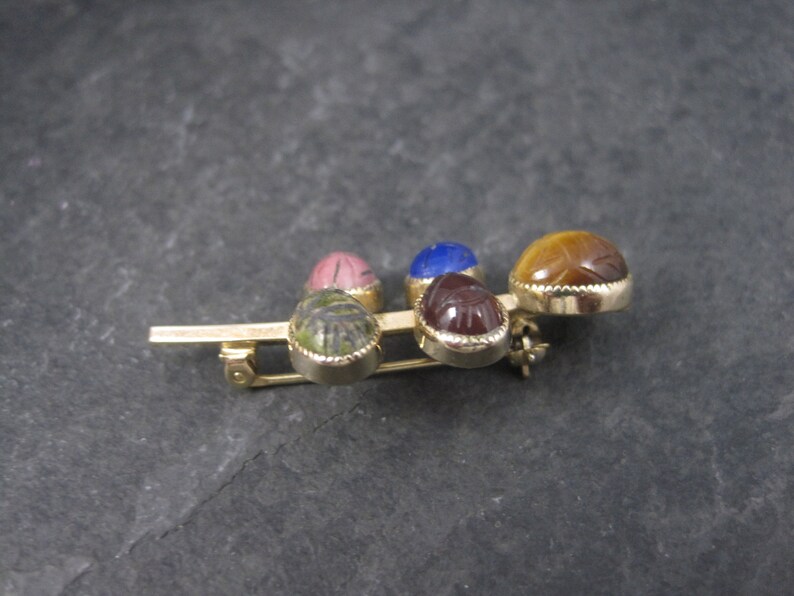 Estate Gold Filled Gemstone Scarab Brooch D/'ABros