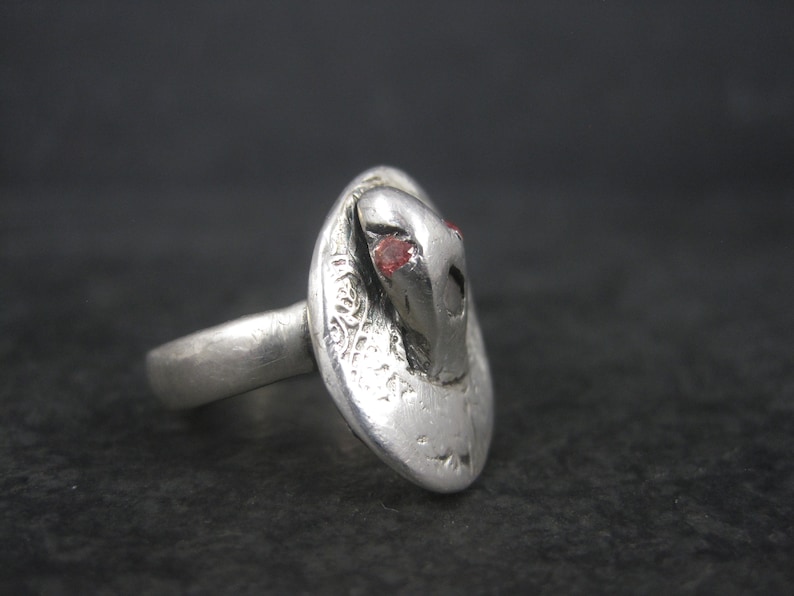 Unusual Vintage Sterling 14K Diamond Sapphire Snake Ring Size 6.75
