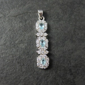 Vintage Sterling Topaz Cubic Zirconia Halo Pendant