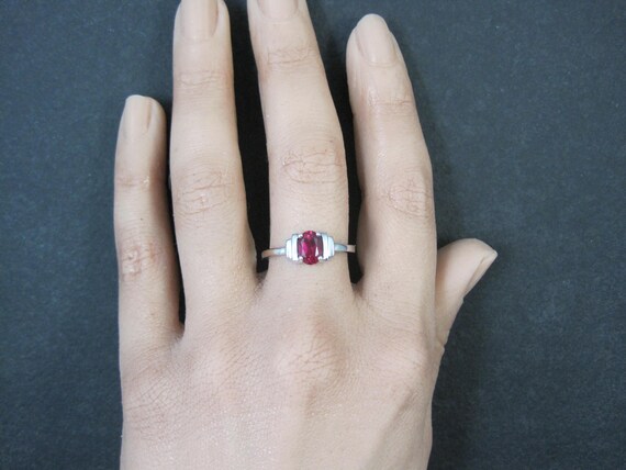 Estate Sterling Ruby Solitaire Ring Size 8 - image 18