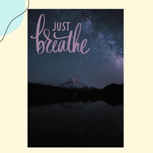 Just Breathe | Printable Kindle Case Insert | Kindle Basic | Kindle Paperwhite | Kindle Decorations | Bookish | E-reader Insert