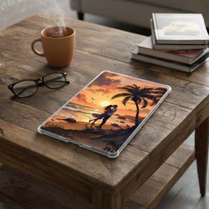 ロマンチックなビーチの夕日をモチーフにしたKindle用クリアケース（デジタルダウンロード版）