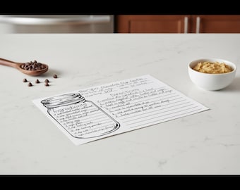 Printable Mason Jar Recipe Card Template 4x6 PDF for Bridal Shower, Kitchen Organization, and Gift Giving Personalized Digital Gifts