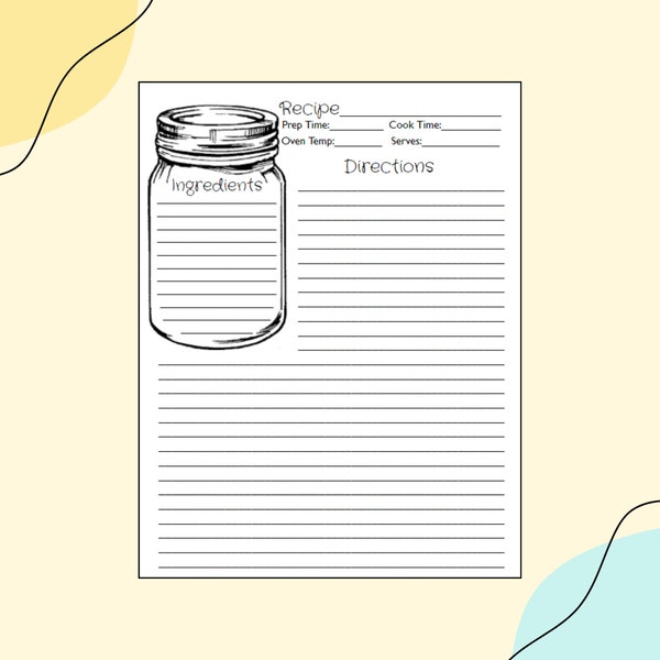 Mason Jar Recipe Cards - Etsy