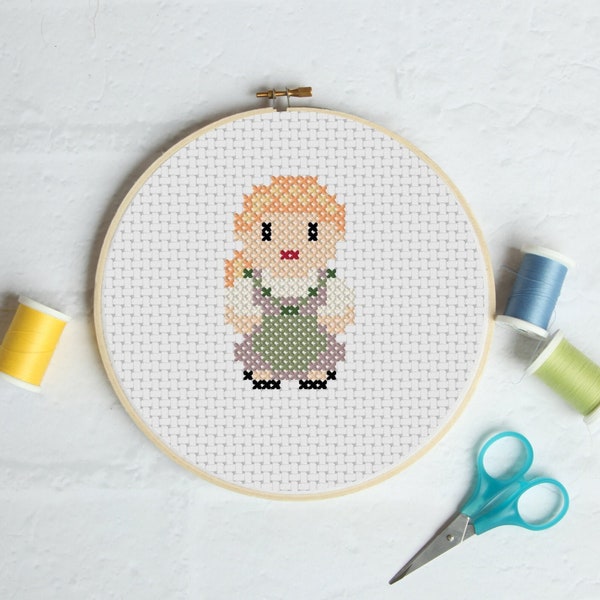 Dirndl Beginner Cross Stitch Pattern, cute PDF Pattern,