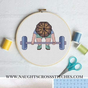 Deadlift Girl Beginner Cross Stitch PDF Pattern, Fitness Girl Series