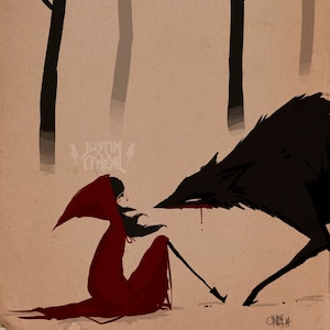 de heks en de wolf deel 1 - fine-artprint - 9 x 12