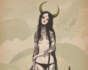 yokai VII: demon - fine art print - 9x12