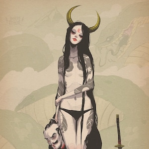 yokai VII: demon - fine art print - 9x12