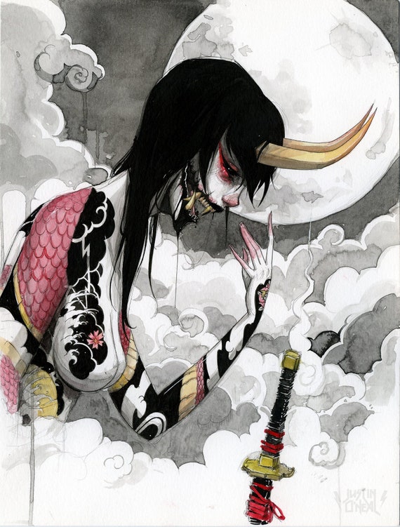 Yokai VIII Oni Fine Art Print 9x12 Etsy