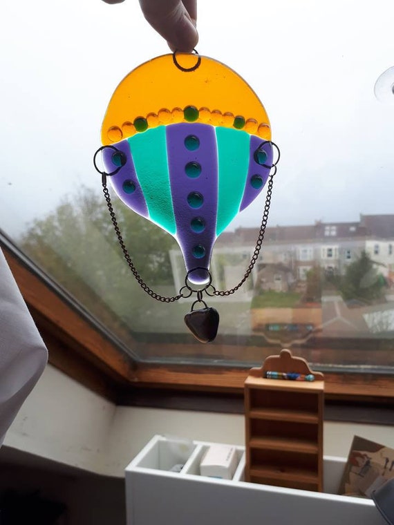 Fused Glass Hot Air Balloon Steampunk Style Decorative Hanging Etsy