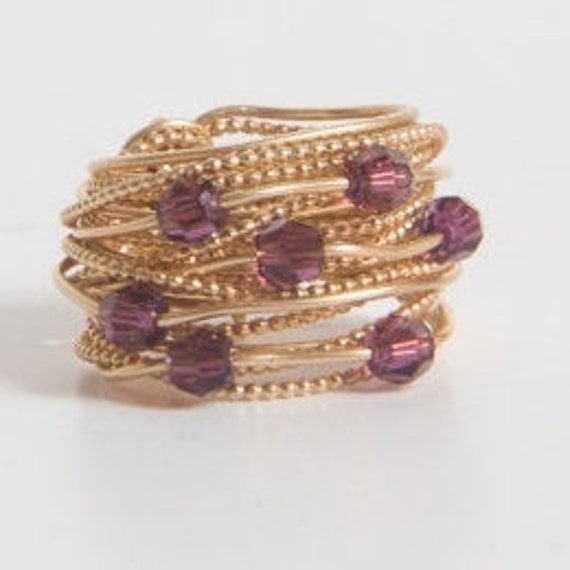 Layered ring Purple Gemstone Gold Ring Fashion Jewelry Gold Etsy