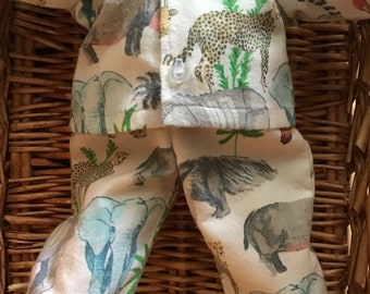 Boys' white flannelette pyjamas with jungle animals print to fit a 16 inch Cabbage Patch Doll.