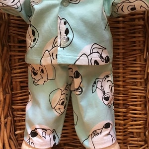 Boys' flannelette pyjamas with dalmatians to fit a 16 inch Cabbage Patch Doll.