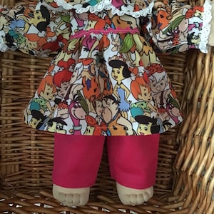 Fits a 14 inch Cabbage Patch Doll a pretty Flintstones tunic top and lipstick pink corduroy pants