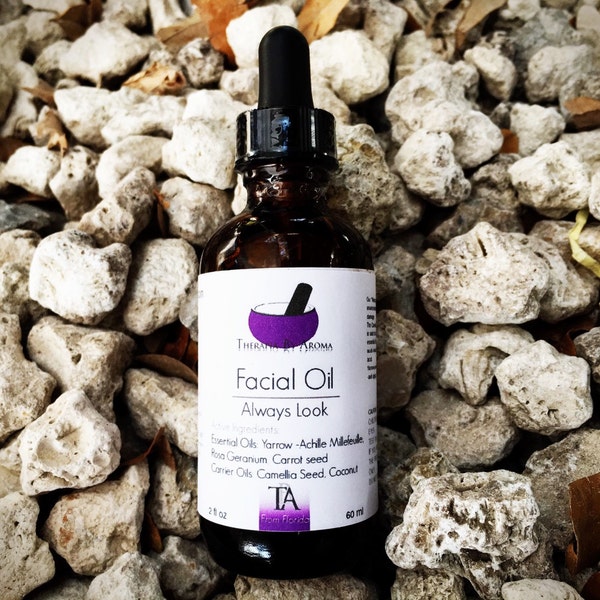 Always look - essential oil facial skin care - Natural face oil - Yarrow -Achille Millefeuille,  Rosa Geranium, Carrot seed