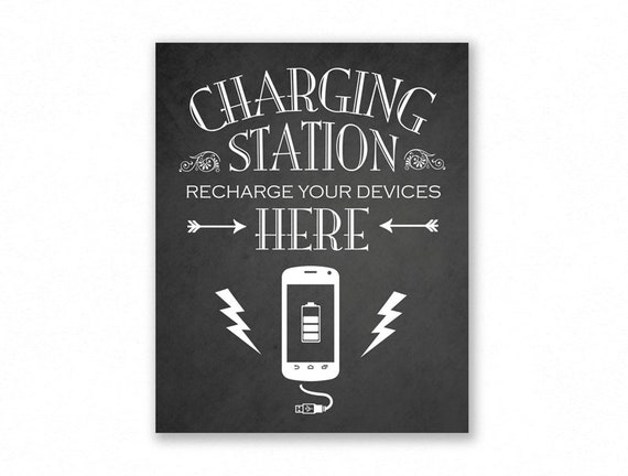 Charging Station Printable Sign 5x7 and 8x10 Chalkboard | Etsy